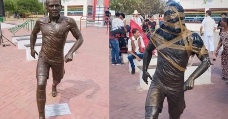 Se dezic de el: au vandalizat statuia lui Alves, dupa condamnarea pentru viol