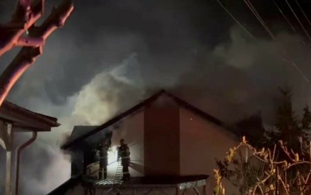 Incendiu la doua case din <span style='background:#EDF514'>BRAGADIRU</span>. O persoana a fost dusa la spital. VIDEO