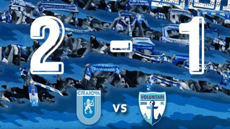 Superliga: Universitatea Craiova s-a impus la limita in fata Voluntariului, 2-1