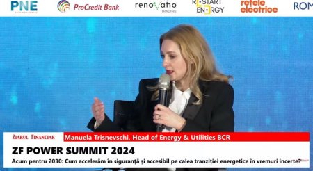 Manuela Trisnevschi, head of energy & utilities BCR: Cand vorbim de proiecte din zona de energie regenerabila, ne uitam la structura, la calitatea sponsorilor si la predictibilitatea pietei. Ne uitam la proiecte de mici dimensiuni, de autoconsum, dar si la proiecte foarte mari care necesita o abordare integrata a jucatorilor bancari din piata