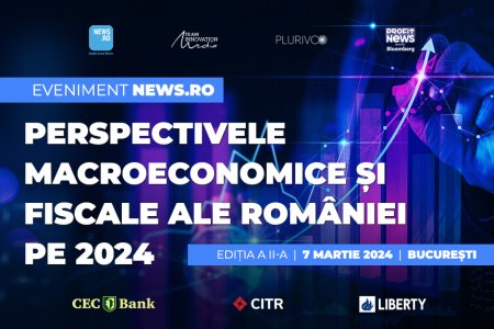 Principalii indicatori economici si bugetari vor fi analizati la evenimentul News.ro Perspectivele macroeconomice si fiscale ale Romaniei pe 2024 de economisti, reprezentanti ai Guvernului si ai mediului de business