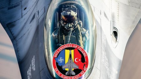 Aeronave F-16 ale Fortelor Aeriene Romane si Turce, exercitiu demonstrativ la Baza 86 Aeriana <span style='background:#EDF514'>BORCEA</span>