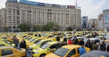 Protestul taximetristilor blocheaza circulatia in Bucuresti