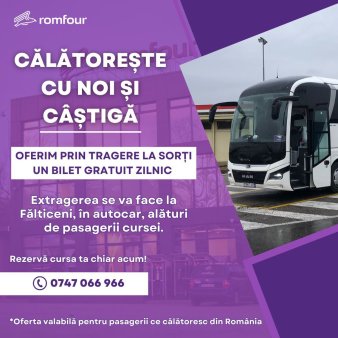 Romfour ofera zilnic un bilet gratuit prin tragere la sorti. Afla de ce!