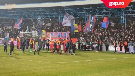 FC VOLUNTARI - FCSB 1-2 » Jucatorii ros-albastrii sarbatoresc <span style='background:#EDF514'>ALATURI</span> de suporteri victoria obtinuta