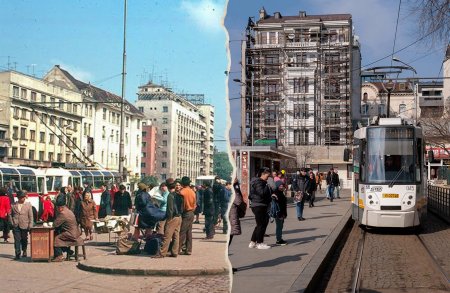 Bucuresti, atunci si acum. Libertatea a recompus 15 imagini cu cladiri istorice din Capitala: de la Casa <span style='background:#EDF514'>CAPS</span>a la statia de tramvai de la Piata Sfantul Gheorghe