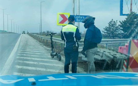 Un barbat a mers cu trotineta pe Autostrada Soarelui. Ce amenda a primit