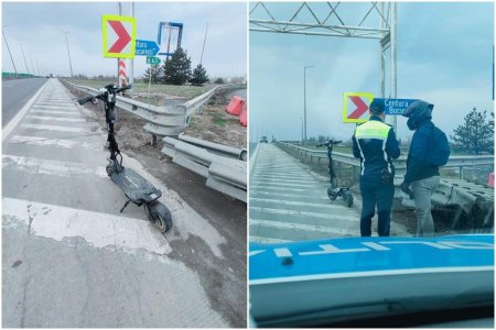 Cu trotineta pe <span style='background:#EDF514'>AUTOSTRADA SOARELUI</span>. Ce amenda a primit un barbat dupa ce a fost prins de politisti