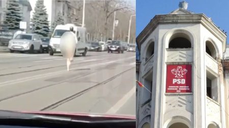 Un barbat gol-pusca a fugit din sediul PSD