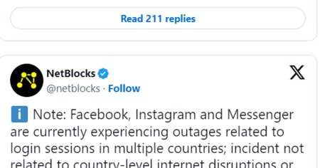 Reactia Meta, imediat dupa ce serviciile sale Facebook si Instagram au fost afectate de o intrerupere globala