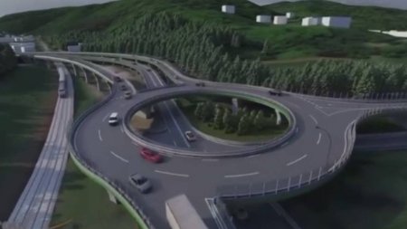 Prima imagine cu viitorul sens giratoriu de la <span style='background:#EDF514'>PREDEAL</span> care va decompensa o parte din traficul de pe DN1