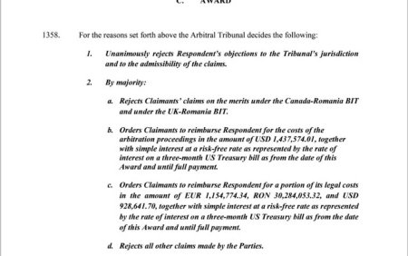 Romania a castigat procesul in dosarul Rosia Montana. Statul roman nu trebuie sa plateasca despagubiri. DOCUMENT