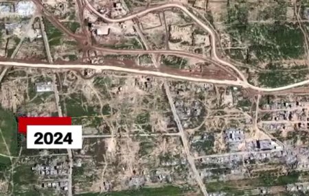 Gaza <span style='background:#EDF514'>RUPTA</span> in doua? Un drum construit de israelieni imparte Fasia in doua, arata imaginile din satelit