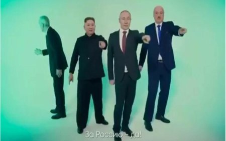 Vladimir Putin apare dansand si <span style='background:#EDF514'>CANTAND</span> alaturi de prietenii dictatori inainte de alegerile din Rusia. Video AI