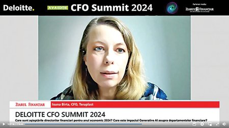 Deloitte CFO Summit 2024. Ioana Birta, CFO, TeraPlast: Costurile cu salariile la una dintre companii ne-au crescut cu 46% in urma modificarilor fiscale. Piata de constructii de infrastructura de gaze si apa a crescut anul trecut, dar alte sectoare, precum piata usilor sau ferestrelor a scazut