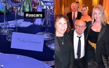 Cum a aparut Nadia Comaneci la <span style='background:#EDF514'>PREMIILE OSCAR</span> 2024. Zeita de la Montreal s-a pozat alaturi de actorul Danny DeVito