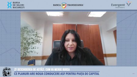 ZF Deschiderea de astazi la Bursa. Care sunt obiectivele noii conduceri a ASF pentru piata de <span style='background:#EDF514'>CAPITAL RO</span>maneasca? Gabriela Horga, vicepresedinte al ASF: Avem ca prioritate dezvoltarea pietei de capital autohtone si cresterea increderii investitorilor in piete de instrumente financiare