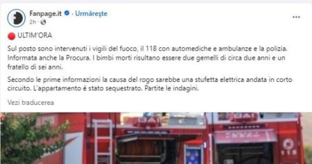 Trei copii romani si mama lor au murit in apartamentul care a luat foc, la <span style='background:#EDF514'>BOLOGNA</span>
