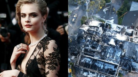 Casa <span style='background:#EDF514'>ACTRITEI</span> Cara Delevingne a fost distrusa de un incendiu. Acoperisul s-a prabusit. GALERIE FOTO