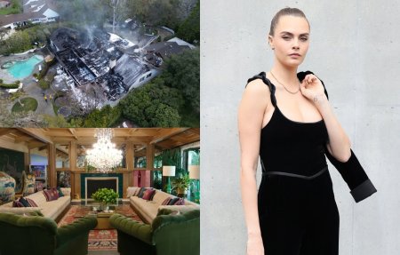 Imagini cu casa actritei Cara Delevingne inainte sa fie distrusa de flacari. Vila avea un tunel secret, iesirea fiind printr-o masina de spalat