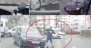 Imagini halucinante in trafic. Un barbat s-a urcat pe capota unei masini pentru a o distruge. Reactia Politiei VIDEO
