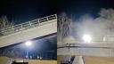 Momentul demolarii podului de cale ferata din Prahova. Circulatia pe DN1, complet blocata cel putin doua zile