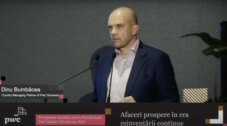 Dinu Bumbacea, country managing partner PwC Romania: CEO din Romania sunt mai optimisti cu privire la cresterea economica in 2024 decat erau in 2023. Cu privire la businessul pe care il conduc, sunt mai pesimisti