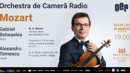 Dirijorul GABRIEL BEBESELEA si violonistul ALEXANDRU <span style='background:#EDF514'>TOMESCU</span>:  100% MOZART la Sala Radio