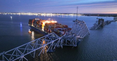 Starea navei container care s-a ciocnit de pilonul unui pod din Baltimore este buna