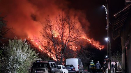 Un incendiu de vegetatie uscata s-a extins in padurile din <span style='background:#EDF514'>NOVACI</span>, Gorj. Pompierii fac cu greu fata situatiei