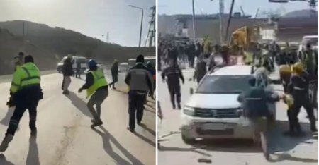 Muncitorii care lucreaza la constructia centralei nucleare Akkuyu din Turcia si-au atacat sefii cu pietre din cauza ca nu si-au primit salariile | VIDEO