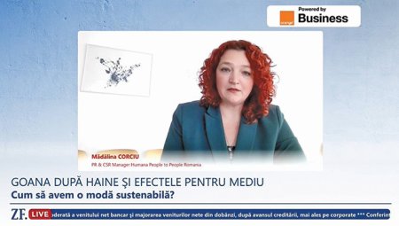 ZF Live. Madalina Corciu, PR & CSR manager, Humana People to People Romania. Generatiile tinere, Millennials si GenZ, sunt inclinate catre haine second-hand