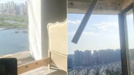 Trei oameni, smulsi de vant din apartamentele unui zgarie-nori din China. O bunica si nepotul ei, luati cu tot cu saltea