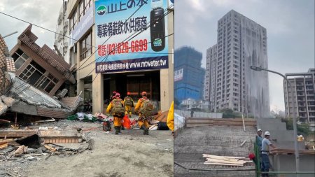 Momentul in care cutremurul puternic a lovit Taiwanul. Imagini cu cladirile care se prabusesc si alunecarile de teren, in timpul <span style='background:#EDF514'>SEISMULUI</span> de 7,4