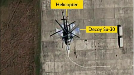 Inca o tactica pur ruseasca. Elicopterele rusesti aterizeaza peste avioane pictate la sol drept momeala pentru Ucraina