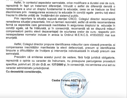 Consiliul pentru combaterea discriminarii da verdictul: ora de 40 de minute si pauza de 5 minute sunt discriminatorii. Avocat: Parintii le pot cere primarilor bani pentru <span style='background:#EDF514'>MEDITATII</span>le copiilor care sufera din ciuntirea programului de scoala