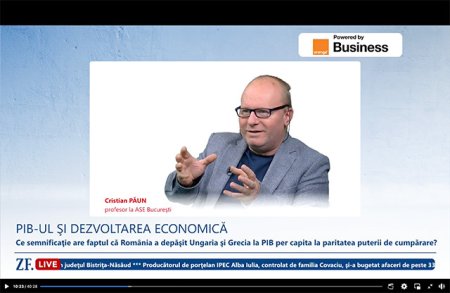 ZF Live. Cristian Paun, profesor la Academia de Studii Economice (ASE) Bucuresti: Calculul PIB ar trebui corectat cu datoria publica. Deficitul bugetar si datoria publica umfla economia