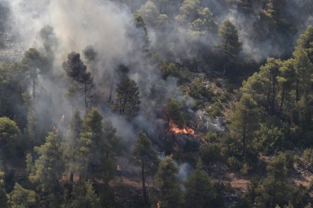 Incendiu de vegetatie scapat de sub control pe insula greceasca Creta. Sute de localnici, <span style='background:#EDF514'>EVACUATI</span>