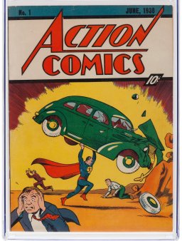 Un rar exemplar al revistei de <span style='background:#EDF514'>BENZI DESENATE</span> cu prima aparitie a lui Superman, din 1938, s-a vandut la licitatie pentru o suma record