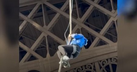 Alpinista care a doborat recordul mondial de catarare pe franghie prin escaladarea Turnului Eiffel. In acest <span style='background:#EDF514'>STADIU</span>, nu ma simt ametita  VIDEO