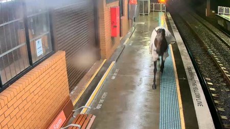 Povestea <span style='background:#EDF514'>CALULUI</span> care a incercat sa ia trenul de navetisti, intr-un oras din Australia: Era un pic agitat!