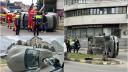 Accident spectaculos <span style='background:#EDF514'>IN SUCEAVA</span>! O soferita s-a rasturnat cu masina, dupa ce a fortat culoarea rosie la semafor