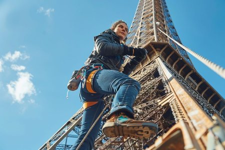 O alpinista a doborat recordul mondial de catarare pe franghie prin escaladarea Turnului Eiffel: Visul a devenit realitate