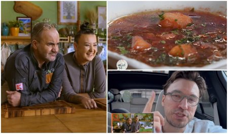 <span style='background:#EDF514'>HELLO</span> Chef sezon 7, 13 aprilie 2024. Roxana Blenche si chef Samuel Le Torriellec au gatit o reteta de bors rusesc cu sfecla