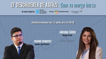 ZF DESCHIDEREA DE ASTAZI. Cum va merge bursa. Urmariti luni, 15 aprilie 2024, ora 09:30 o discutie cu <span style='background:#EDF514'>ADRIANA</span> Sarbu, Manager de fond, Certinvest