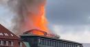 Incendiu devastator la <span style='background:#EDF514'>BURSA DE VALOR</span>i din Copenhaga. Cladirea este una dintre cele mai vechi din Danemarca, are aproape 400 de ani