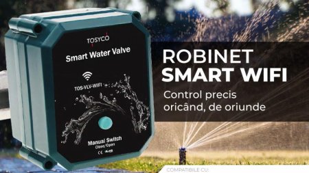 Sistem irigatie utilizand robineti Smart Wifi Tosyco