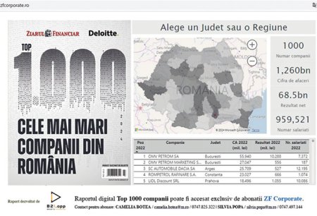 Aveti o intrebare legata de ZF Top 1.000 Cele mai mari companii din Romania? In varianta in<span style='background:#EDF514'>TERA</span>ctiva raspunsul este la un click distanta