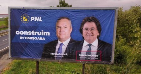 Nicolae Robu, <span style='background:#EDF514'>BOTEZAT</span> Gheorghe pe un panou electoral tiparit gresit, amplasat la intrarea in Timisoara. Reactia candidatului liberal VIDEO