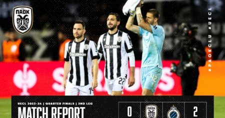 PAOK <span style='background:#EDF514'>SALON</span>ic a ratat calificarea in semifinalele Europa Conference League, dupa 2-0 cu FC Bruges